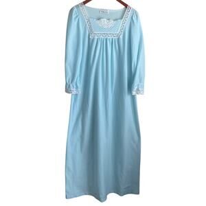 VTG Willow Creek Women Nightgown S Blue Full Length Cottage Romantic Modest